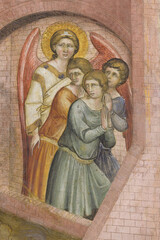 Detail of fresco by Guariento depicting scenes of Elijah in the fiery chariot and episodes from the...