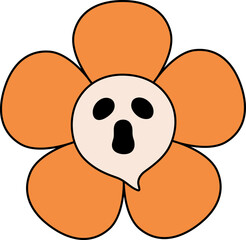 Groovy Retro Halloween Ghost Flower