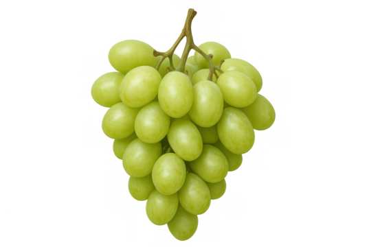 Green grape cluster displaying plump, glossy texture with soft highlights, rendered against transparent background