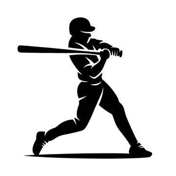 Silhouette of a Baseball Player Swinging Bat