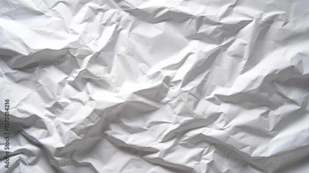 Poster crumpled white wrapping paper creates an uneven, textured surface, offering an abstract backdrop ide