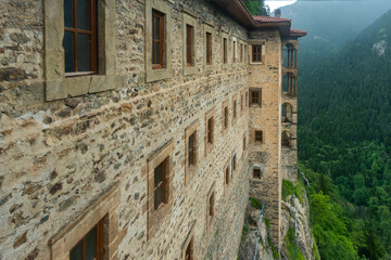 Fototapeta premium Sumela monastery is located in Trabzon province of Türkiye. The monastery is considered one of the leading holy places by Orthodox Christians. 