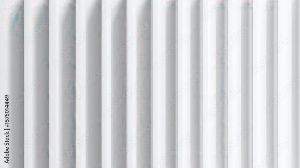 Poster vertical white blinds partially drawn, filtering soft daylight and casting subtle shadows across sle