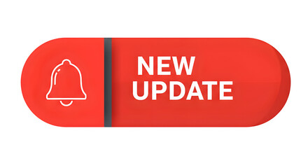 New Update Notification Bell Icon, Flat Capsule Label Isolated on Transparent Background PNG