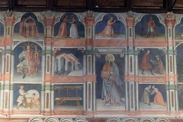 Part of the fresco cycle on the walls of the Palazzo della Ragione, Padua, Italy. It depicts scenes...