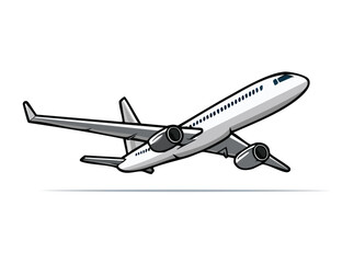 Cartoon airplane flying on a white background for travel and transportation