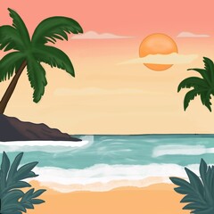 Obraz premium palm trees on the beach