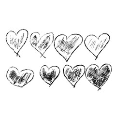 Hand-drawn crayon heart, kid's crayon hand-drawn illustration love hearts set