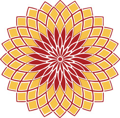 Abstract geometric floral design in red and yellow colors perfect for decorative patterns