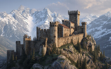 Medieval Stone Tower - Realistic Historical Landscape