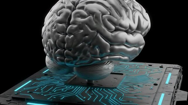 AI Brain Connecting Mind Machine Futuristic Tech.