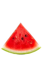 Juicy red watermelon slice with black seeds isolated on transparent background