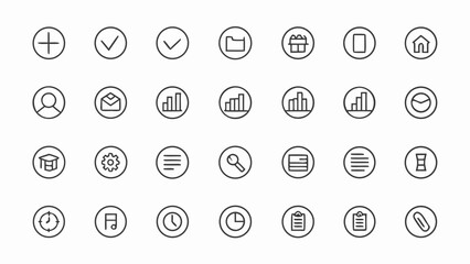 Collection of hand drawn oval icons for business and technology