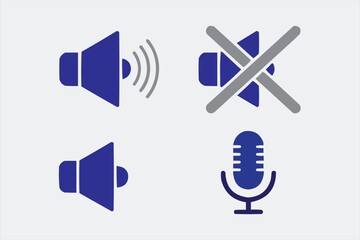 Audio and Microphone Icon Set for Communication and Sound Control