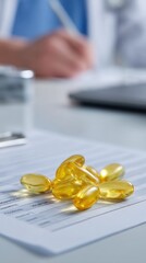 Omega 3 formula: soft capsule, pure essence, lipid aid, cognitive support, joint relief, golden shape, health boost, dietary source, smooth intake, essential nutrient, wellness detail