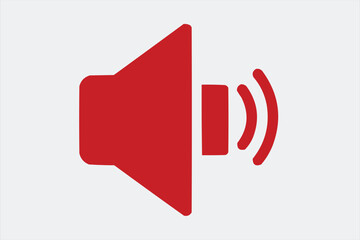 Red Speaker Icon with Sound Waves on a White Background