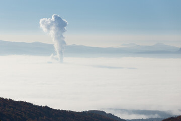 Coal power Station under a layer of clouds