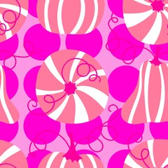 Autumn harvest vegetable seamless monster Halloween pumpkins pattern for wrapping paper and fabrics