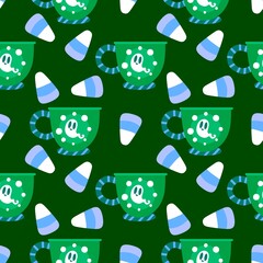 Halloween ghost seamless cartoon pattern for wrapping paper and fabrics and linens and kids clothes print