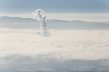 Coal power Station under a layer of clouds