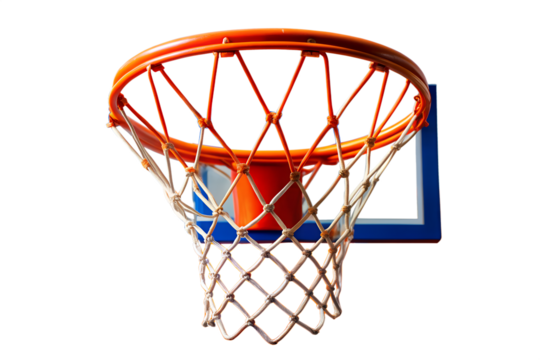 Basketball hoop and net isolated on transparent background