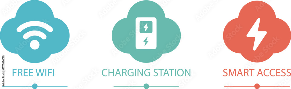 Aufkleber vector free wifi charging station smart access icons vector illustration for web and mobile design