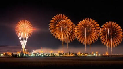 Spectacular Fireworks Display Over Urban Landscape A Visual Symphony of Light and Color