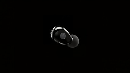 Hypnotic and Luminescent Black Wireless Earbud Floating on a Seamless Dark Background - Modern Audio Technology