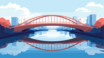 Modern Urban Infrastructure Bridge Flat Vector Illustration