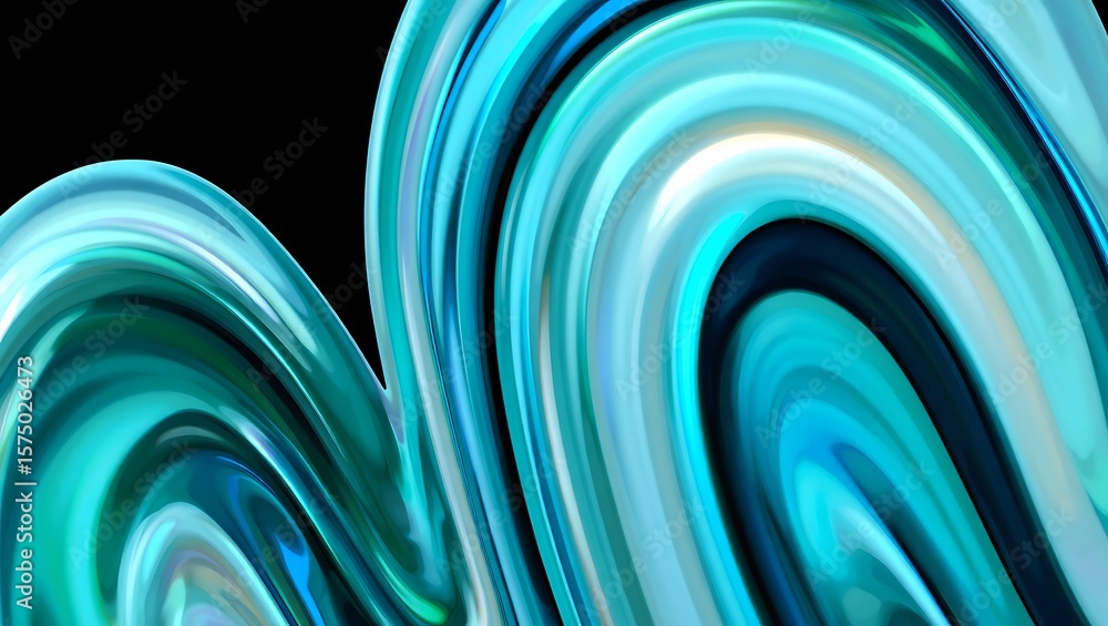 Poster dynamic swirls of cyan and teal: an abstract acrylic wave, mesmerizing fluid art in teal and cyan to