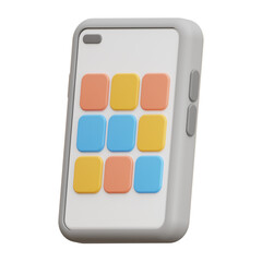 Clean, minimalist phone with colorful application icons. Use for app designs, UI mockups, technology or digital content.