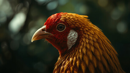 Close-up Profile of a Resplendent Golden Pheasant with Rich Plumage and Striking Features