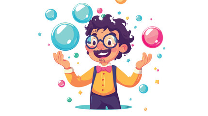 Cheerful Bubble Artist Mascot Cartoon Vector