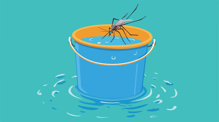 Stagnant Water in Bucket with Dengue Mosquito Focus