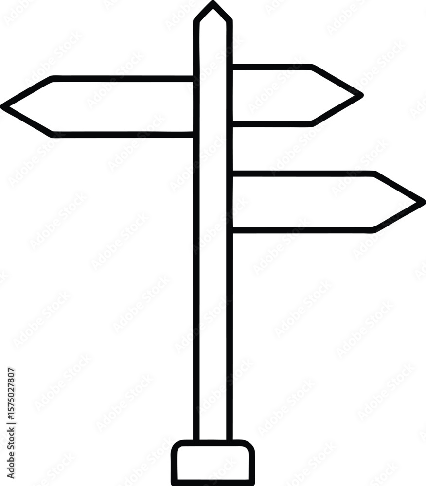 Poster outline of a multi directional signpost with multiple directional arrows