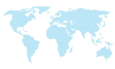 abstract world map - vector illustration of striped blue colored map