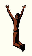 Obraz premium Vector drawing. Praying young man