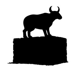 Vector drawing. Big golden idol