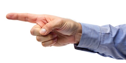 Businessman pointing a finger, a gesture of success or concept isolated on white background