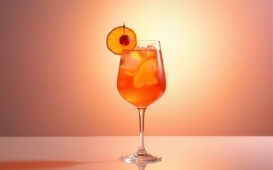Highly realistic advertising photo of a aperol spritz cocktail isolated on transparent background. High quality