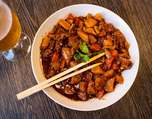 Delicious stewed beef cooked according to Chinese recipe