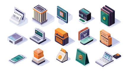 Digital Banking Icons Bundle in Flat Vector Design