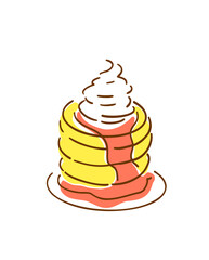 ハワイアンパンケーキの手描きイラスト｜Hand-drawn Hawaiian Pancake Illustration