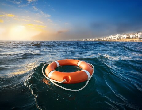 lifebuoy at sea - Powered by Adobe