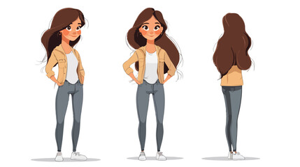 Professional Cartoon Young Woman Flat Vector Illustration