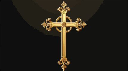 Elegant Catholic Cross Golden Vector Art