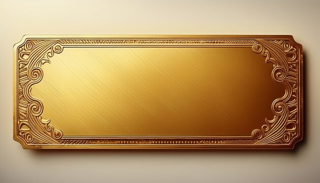 golden ticket a rectangular blank golden ticket with an intricate border on a white background