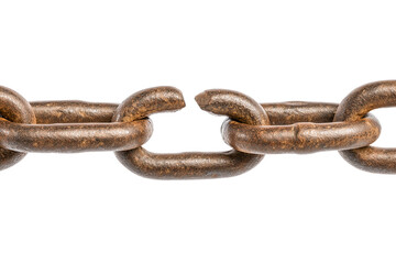 Obraz premium Broken link means failure, isolated on white background