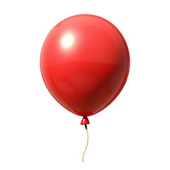 3D A shiny red balloon illustration on transparent background