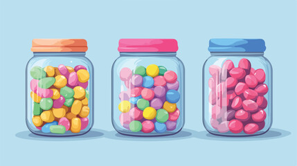 Colorful Candy Jars Flat Vector Illustration